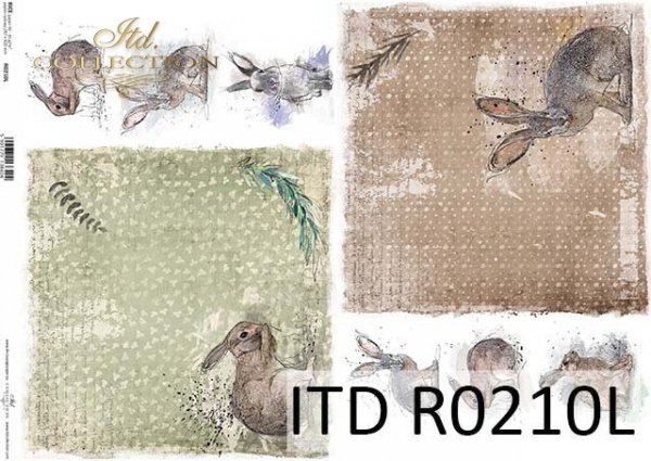 papier ryżowy decoupage zwierzęta, zające*rice paper decoupage animals, hares