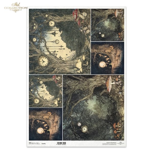 mroczny las, zegary, grzyby, baśniowy krajobraz, ciemny las*dark forest, clocks, mushrooms, fairytale landscape, dark forest*dunkler Wald, Uhren, Pilze, märchenhafte Landschaft, dunkler Wald*bosque oscuro, relojes, setas, paisaje de cuento, bosque oscuro