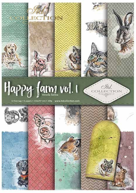 Papiery do scrapbookingu w zestawach - wesoła farma * Papers for scrapbooking in sets - a cheerful farm