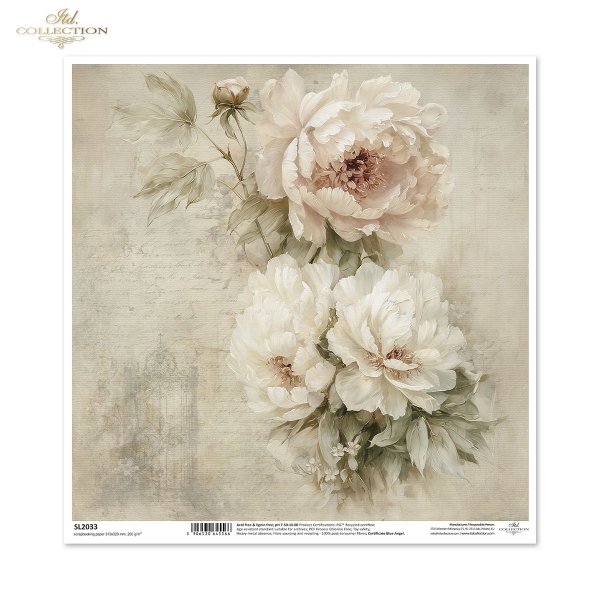 vintage, flora, bukiety, kwiaty, botanika, peonia