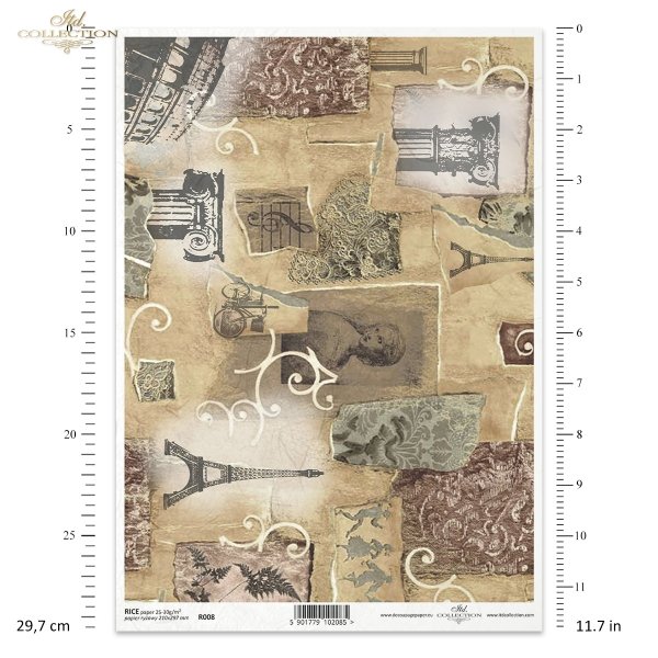 papier ryżowy decoupage - Wieża Eiffla, Paryż, Vintage*rice paper decoupage - Eiffel Tower, Paris, Vintage