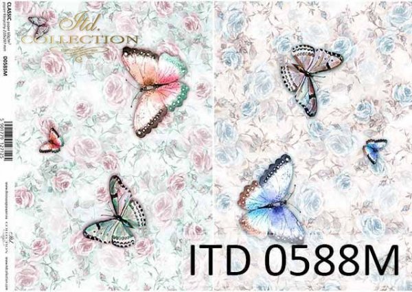 papier decoupage motyle, kwiaty, róże*decoupage paper butterflies, flowers, roses