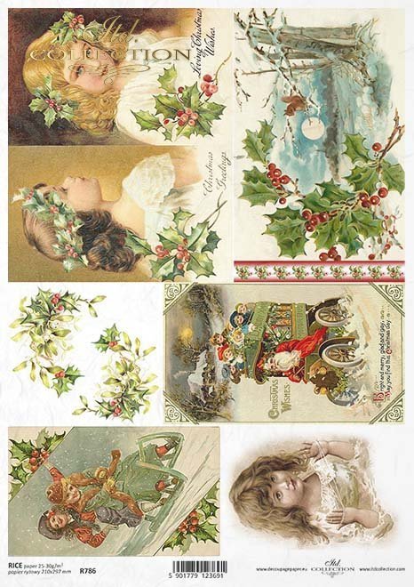 zimowa noc, świąteczne stroiki, Boże Narodzenie, świąteczne dekoracje, retro, vintage, dziecko, dzieci, ostrokrzew, zimowy obrazek, wiewiórka, zima, sanki, zima, zabawa na śniegu, R786, winter night, Christmas, Christmas decorations, retro, vintage, child