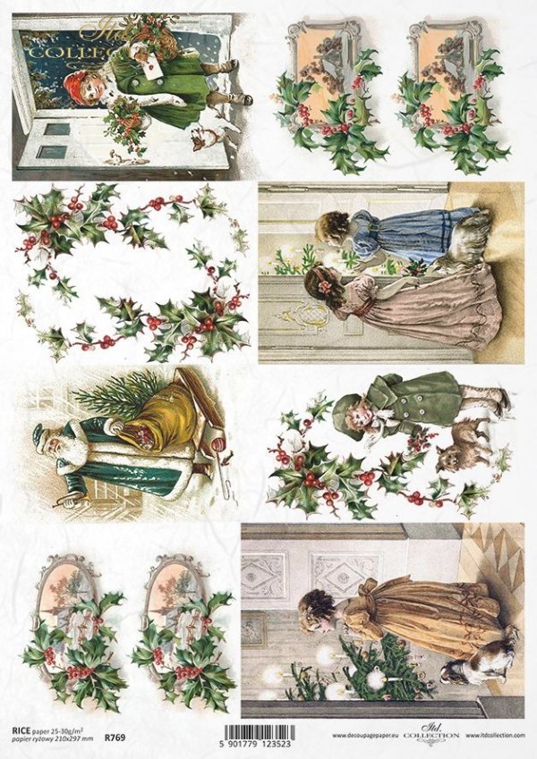 Boże Narodzenie, świąteczne dekoracje, retro, Mikołaj, prezenty, dziecko, dzieci, pies, choinka, ostrokrzew, zimowy obrazek, R769, Christmas, Christmas decorations, retro, Santa Claus, presents, child, children, dog, Christmas tree, holly, winter picture,