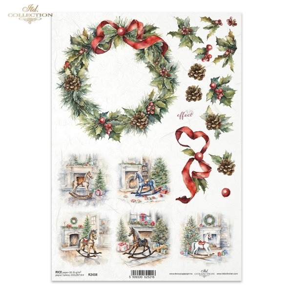  zimowe wianki, wianek, wieniec, wieńce, Winter Wreath, szyszka, szyszki, zima, Boże Narodzenie, Święta Bożego Narodzenia, choinka, prezenty, konik na biegunach, kominek, retro, miniatura, miniatury, rośliny 3D, 3D efekt, winter garland