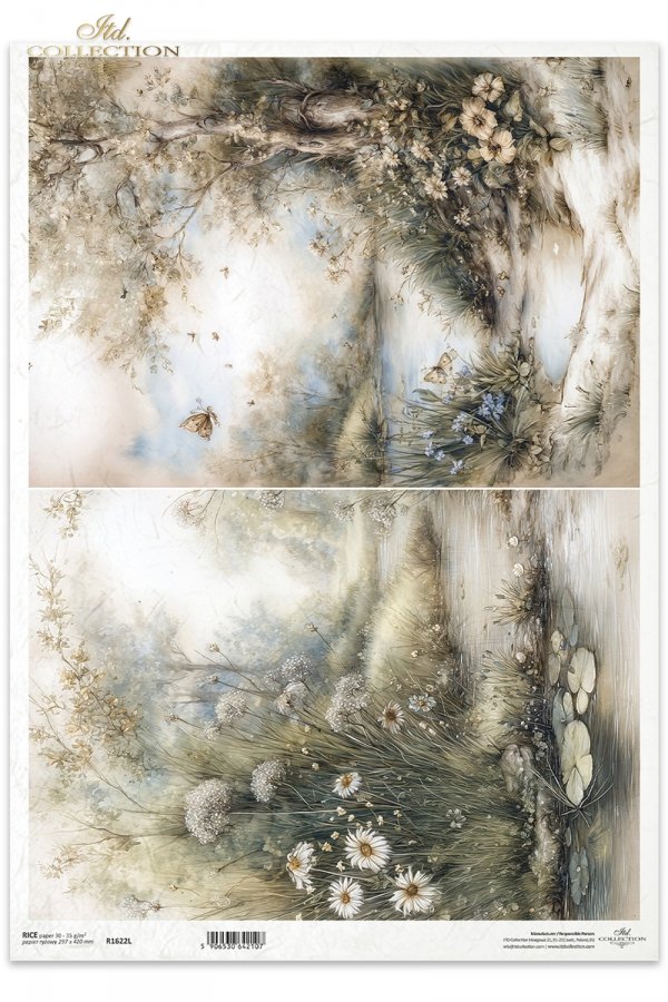 Sielanka, akwarela, natura, las, łąka, kwiaty polne*Idyllic, watercolor, nature, forest, meadow, wildflowers