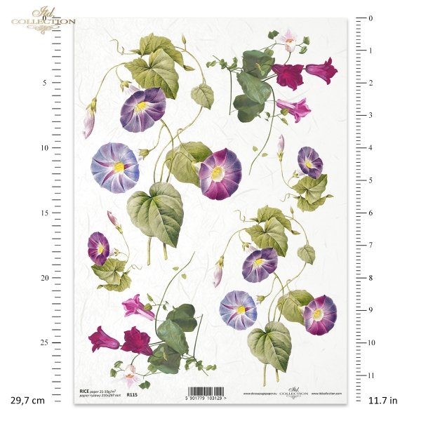 papier-ryżowy-decoupage-powojnik-kwiaty-pączki-listki-ogród-łąka-R0115