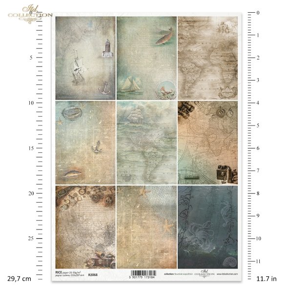 Nautical Expedition series, sea, sailing ship, old map, binoculars, compass, voyage, expedition, lighthouse, anchor, net, fish, seahorse, watch, watches, clock, clocks, 
