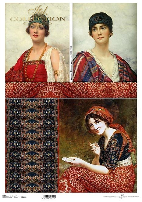 Malarstwo Williama Clarke Wontner, kobiety w orientalnych ubraniach, portrety