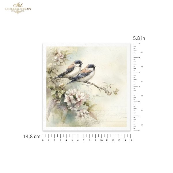 akwarela, ptaki, dzwonki, kwiaty jabłoni, wiosna, Wielkanoc, vintage*watercolor, birds, bluebells, apple blossoms, spring, Easter, vintage