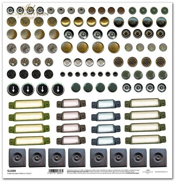metalowe guziki, etykietki*metal buttons, labels*Metallknöpfe, Etiketten*botones metálicos, etiquetas