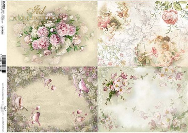 papel decoupage flores, pájaros, ángeles, duendes*Decoupage Papier Blumen, Vögel, Engel, Elfen