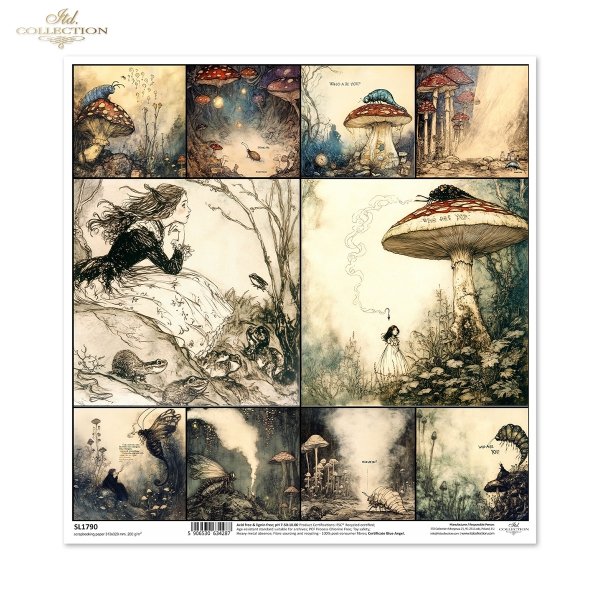 Alicja, grzyb, gąsienica, muchomor, mroczny krajobraz*Alice, fungus, caterpillar, toadstool, dark landscape