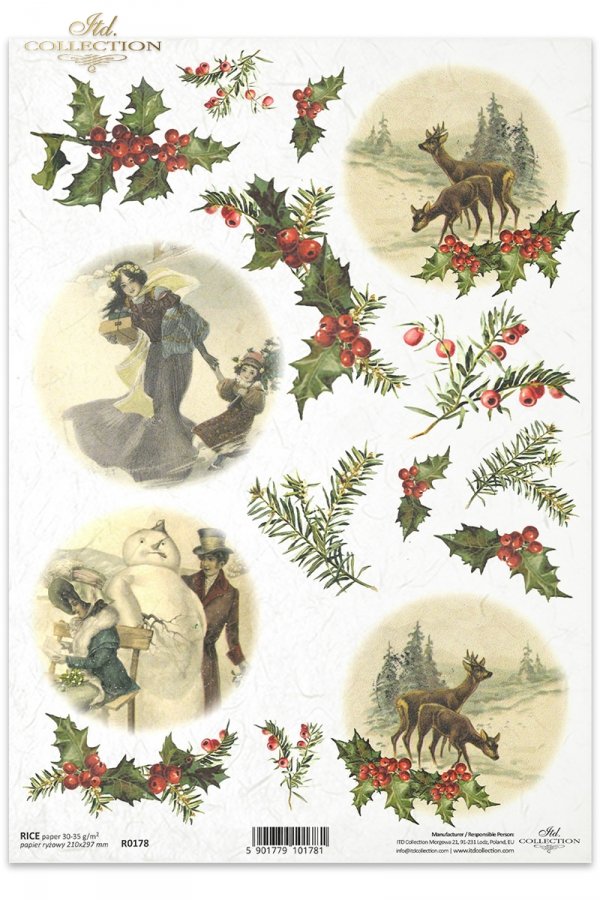 bałwan, święta, bombki, wklejki, choinkowe, Elegantki, sarny, sarenki, moda, Boże Narodzenie, retro, vintage, ostrokrzew, R178, snowman, holidays, baubles, stickers, Christmas tree, Elegant, roe deer, fashion