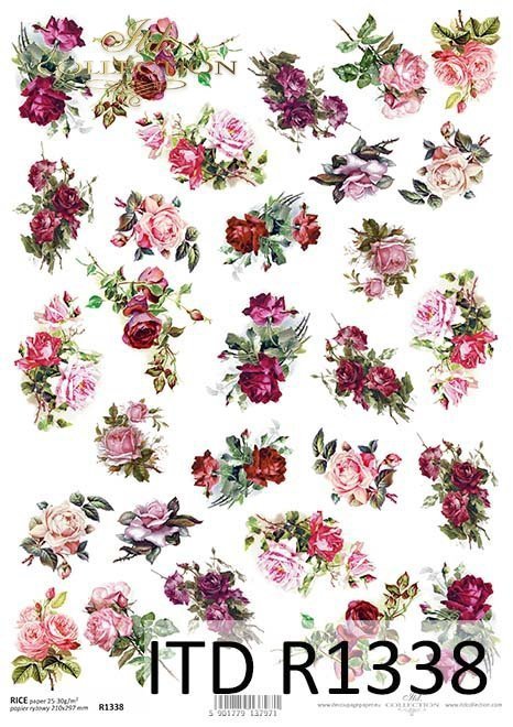 Papel Decoupage Arroz * R981 * temas florales, flores, uvas