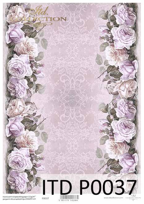 papier decoupage kompozycje kwiatowe, róże, koronka*decoupage paper flower arrangements, roses, lace
