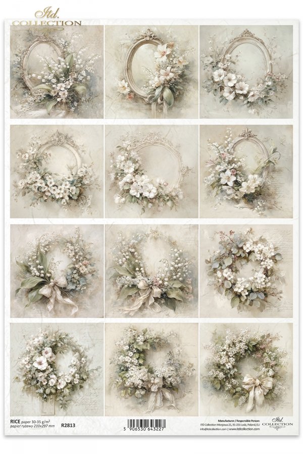 kwiaty, ramy, styl vintage, pastele, elegancja, dekoracja, delikatność, akwarela, botanika, estetyka shabby chic, wianki, zima