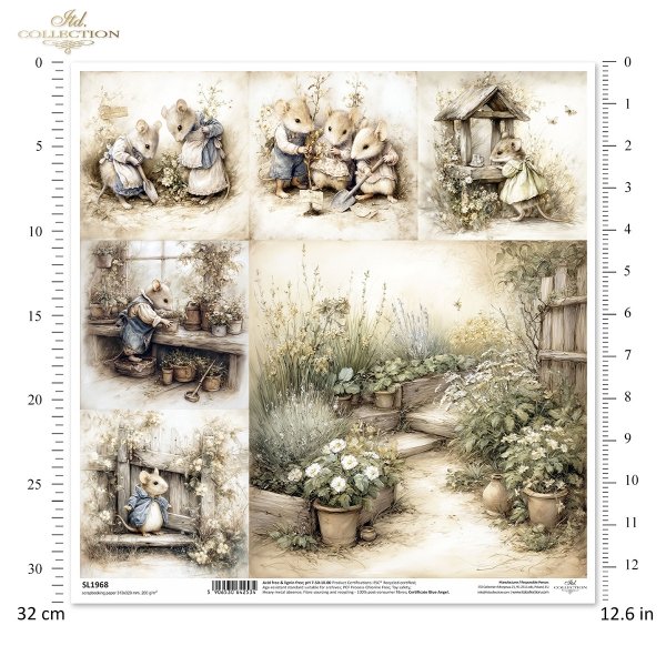 Myszki, sielanka, akwarela, retro, las, natura*Mice, idyll, watercolour, retro, forest, nature*Mäuse, Idylle, Aquarell, Retro, Wald, Natur*Ratones, idilio, acuarela, retro, bosque, naturaleza