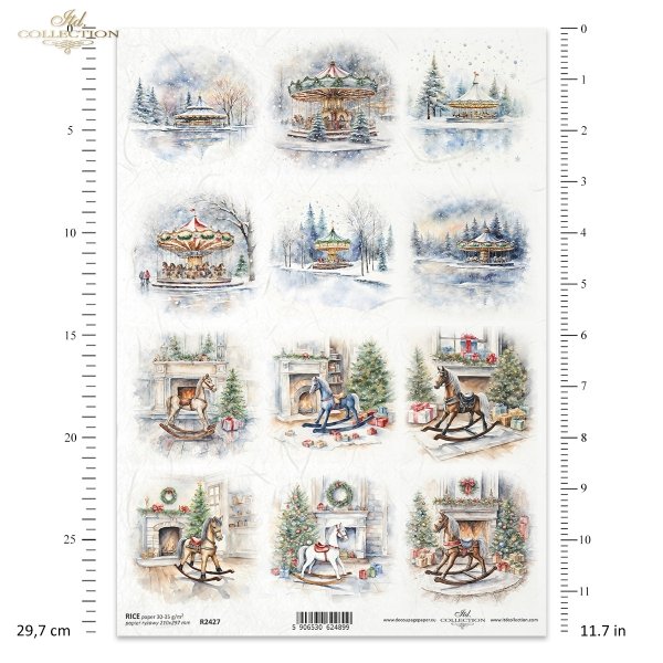 zima, zimowe widoczki, zimowe obrazki, Boże Narodzenie, Święta Bożego Narodzenia, choinka, prezenty, konik na biegunach, wesołe miasteczko, karuzela, kominek, retro, miniatura, miniatury, winter views, winter pictures, Christmas