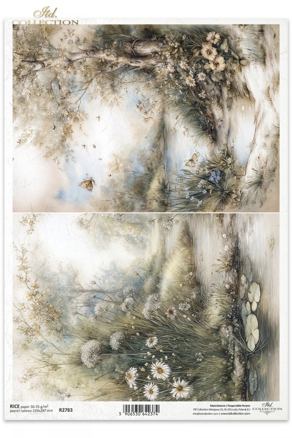 Sielanka, akwarela, natura, las, łąka, kwiaty polne*Idyllic, watercolor, nature, forest, meadow, wildflowers