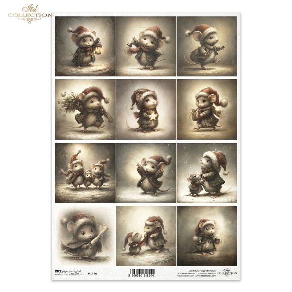 Mouse World - myszy w świątecznych strojach, Boże Narodzenie, ilustracje*mice in festive outfits, Christmas, illustrations 