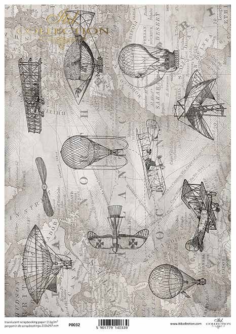 mapa de papel decoupage en gris, aviones, globos*Papier-Decoupage-Karte in grau, Flugzeuge, Ballons*карта декупажа бумаги в сером, самолеты, воздушные шары