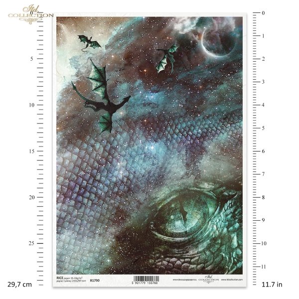 kolekcja Nieodkryty magiczny świat, smok, smocza skóra, łuska, oko smoka, niebo, gwiazdy, księżyc, pełnia, zaćmienie, An Undiscovered Magical World, dragon skin, scales, dragon eye, sky, stars, moon, full moon, eclipse