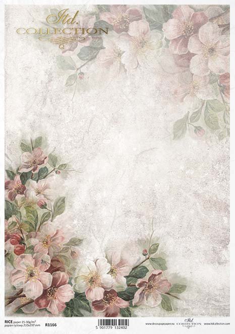 Papel Decoupage Arroz R2279 - vintage, Flores 3D, rosas