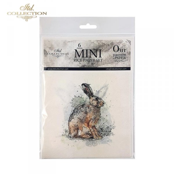 Zestaw papierów ryżowych ITD - RSM005 * zwierzęta: zające, króliki