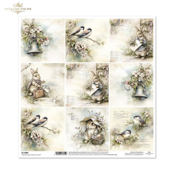 Wielkanoc, zając, królik, vintage, retro, akwarela, wiosna, sielski, wiejski, ilustracja, zwierzęta, kwiaty*Easter, hare, rabbit, vintage, retro, watercolor, spring, idyllic, rustic, illustration, animals, flowers