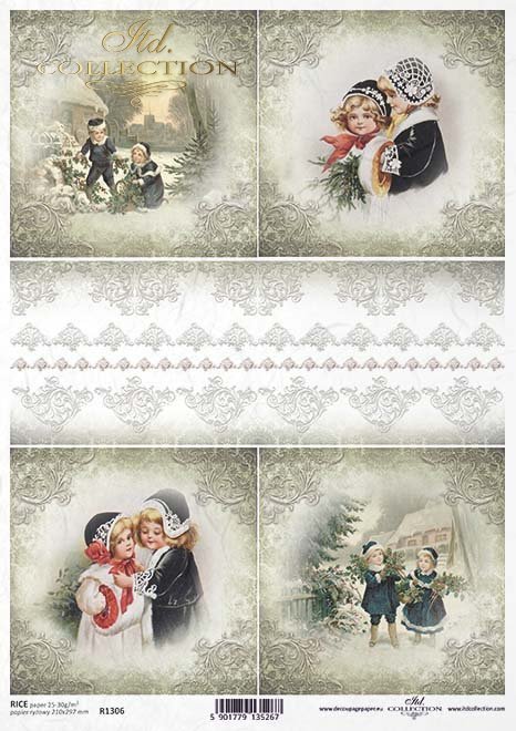 Papier decoupage Vintage, Boże Narodzenie, koronki*Vintage, Christmas, lace*Vintage, Weihnachten, Spitze*Vintage, Navidad, encaje*Винтаж, Рождество, кружева