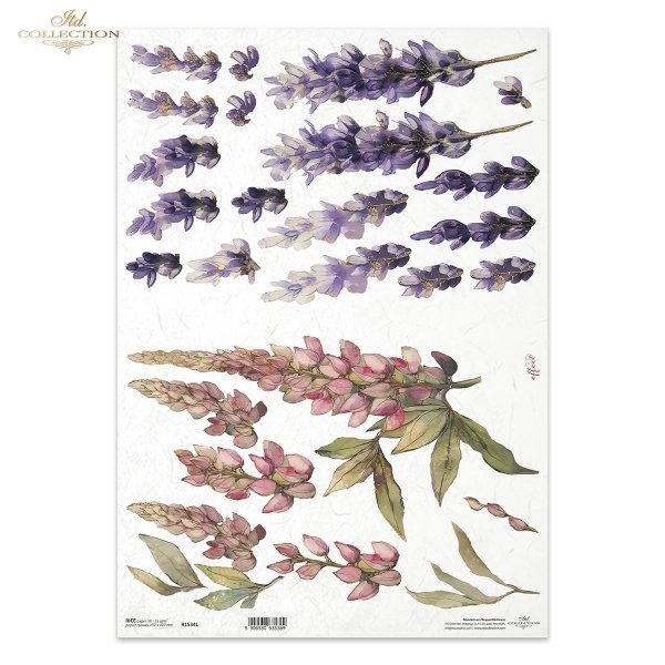 dekoracyjne wzory, motywy kwiatowe, bukiet kwiatów, Ogród Muz, Garden of Muses * Mulberry decoupage paper FPA1005, decorative patterns, floral motifs, bouquet of flowers, Garden of Muses *Seria Garden of Muses