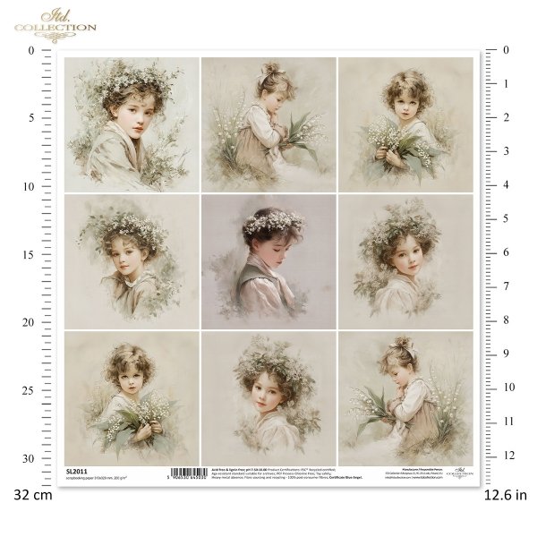 portret, dziewczynka, vintage, akwarela, kwiaty, konwalie, wianek, sepia, retro*portrait, girl, vintage, watercolor, flowers, lilies of the valley, wreath, sepia, retro