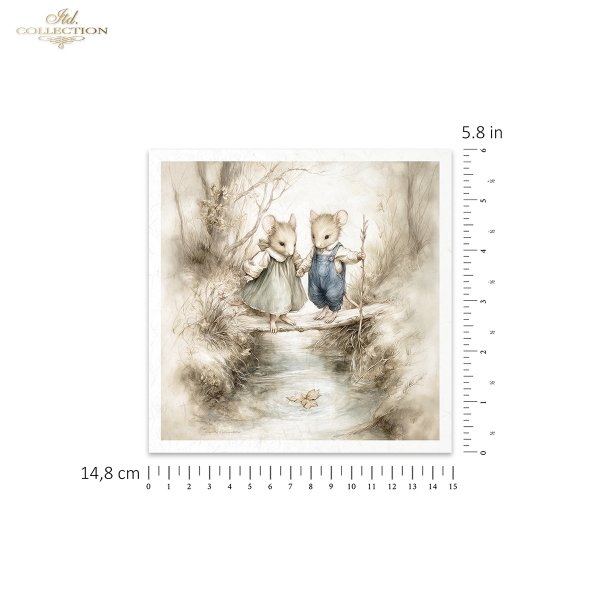 Myszki, sielanka, akwarela, retro, las, natura*Mice, idyll, watercolour, retro, forest, nature*Mäuse, Idylle, Aquarell, Retro, Wald, Natur*Ratones, idilio, acuarela, retro, bosque, naturaleza