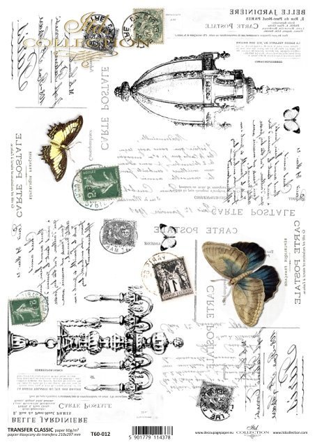 .Papel Decoupage Clásico A4 - transfer/espejo T6012