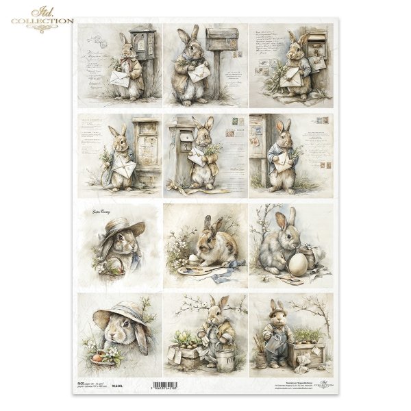 Wielkanoc, zając, królik, vintage, retro, akwarela, wiosna, sielski, wiejski, ilustracja, zwierzęta, kwiaty*Easter, hare, rabbit, vintage, retro, watercolor, spring, idyllic, rustic, illustration, animals, flowers