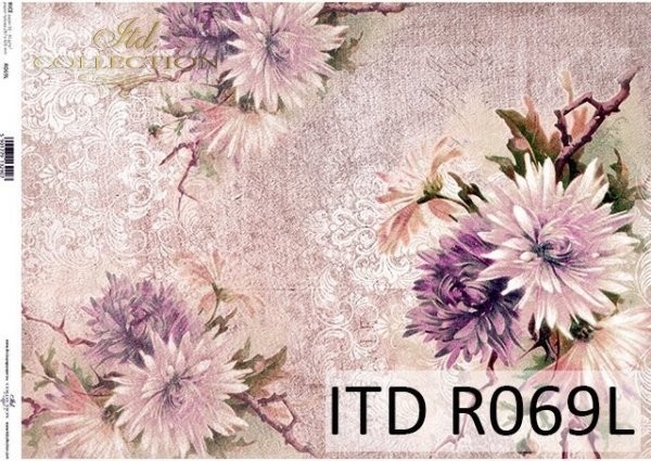 papier ryżowy kwiaty, Astry, fioletowe tło*Rice paper flowers, Astry, violet background