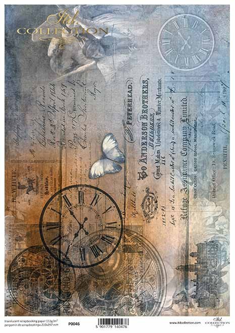 Decoupage Papier Engel, Uhren, Schmetterling, alter Brief, Vintage*papel decoupage Ángeles, relojes, mariposa, carta antigua, Vintage*бумага для декупажа Ангелы, часы, бабочка, старое письмо, Винтаж