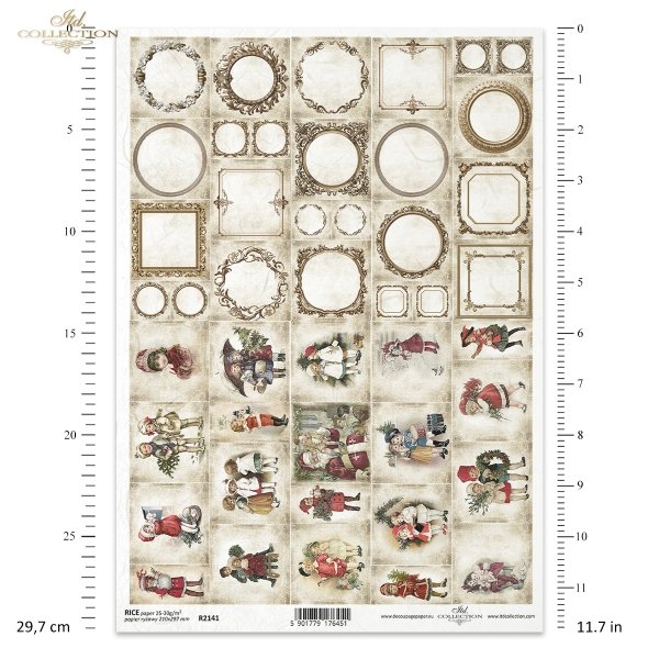 vintage, retro, kalendarz adwentowy, postacie, ramka, ramki, medalion, medaliony, dziecko, dzieci, zimowa sceneria, Mikołaj, Boże Narodzenie, prezenty, zima, advent calendar, characters, frame, frames, medallion, medallions, child, children