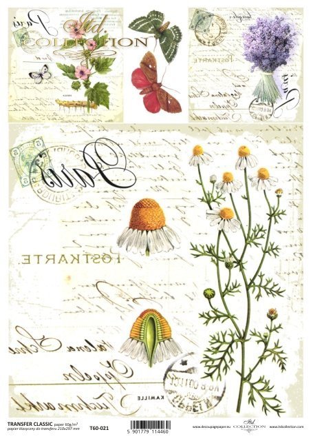 .Papel Decoupage Clásico A4 - transfer/espejo T6021