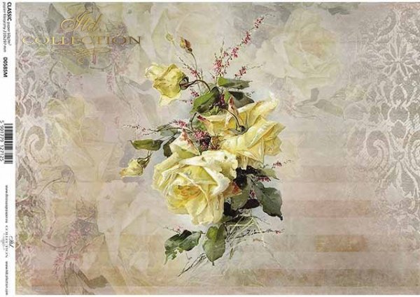 Papier Decoupage Blumen, gelbe Rose*flores de papel decoupage, rosa amarilla*бумага декупаж цветы, желтая роза