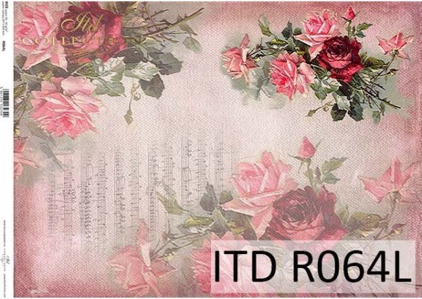 papier ryżowy decoupage kwiaty, Róże, nuty*Rice paper decoupage flowers, roses, musical notes