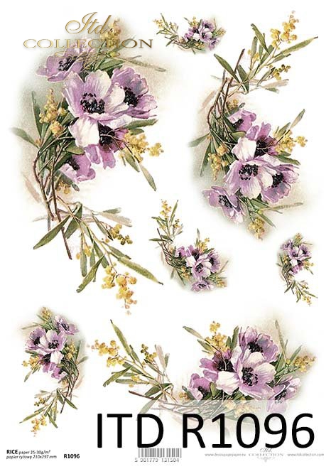 Papier decoupage kwiaty-papier ryżowy kwiaty*Decoupage paper flowers-rice paper flowers