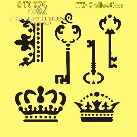 ST0076 - korony królewskie, stare klucze do zamków