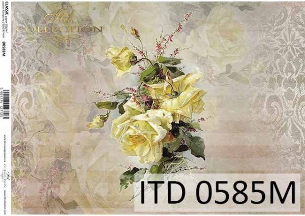 papier decoupage kwiaty, żółta róża*paper decoupage flowers, yellow rose