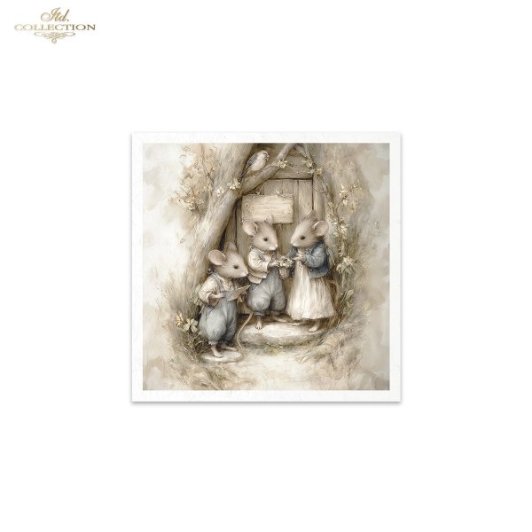 Myszki, sielanka, akwarela, retro, las, natura*Mice, idyll, watercolour, retro, forest, nature*Mäuse, Idylle, Aquarell, Retro, Wald, Natur*Ratones, idilio, acuarela, retro, bosque, naturaleza