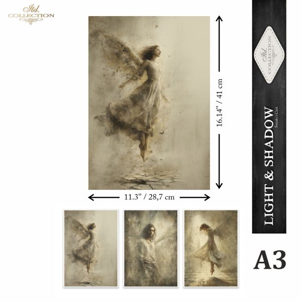 Papier morwowy decoupage FPA3024 seria Light &amp; Shadow - Światło i Cień * Mulberry decoupage paper FPA3024 Light &amp; Shadow * Maulbeerpapier für Decoupage und DIY – Set FPA3024 * Papel decoupage morera FPA3024 Serie Light &amp; Shadow 