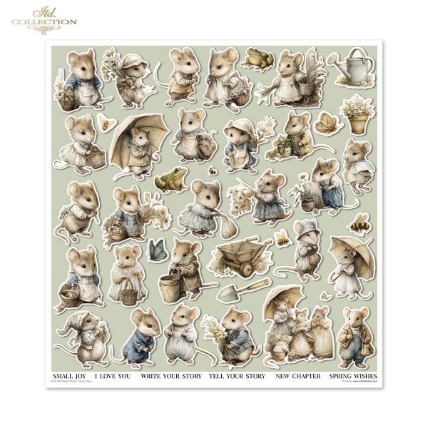 Myszki, sielanka, akwarela, retro, las, natura*Mice, idyll, watercolour, retro, forest, nature*Mäuse, Idylle, Aquarell, Retro, Wald, Natur*Ratones, idilio, acuarela, retro, bosque, naturaleza