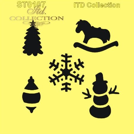 ST0107 - Boże Narodzenie, śnieżynka, bombka, prezenty, choinka, bałwanek