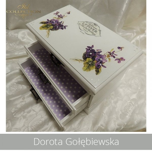 decoupage, rice paper - fiołki, violets - example 01